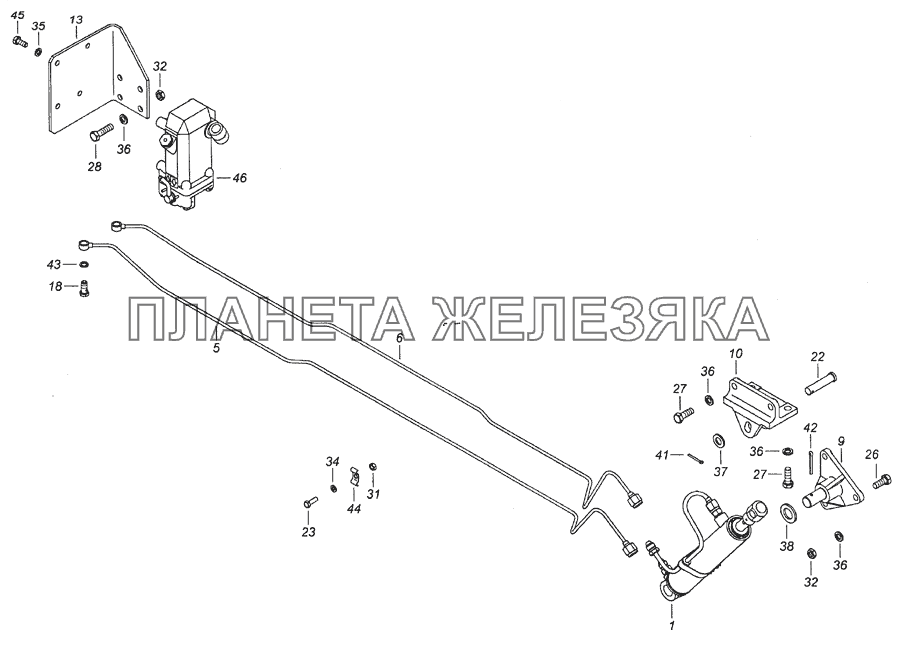 6520-5000079 Установка механизма опрокидывания кабины КамАЗ-6520 (Euro-2, 3)